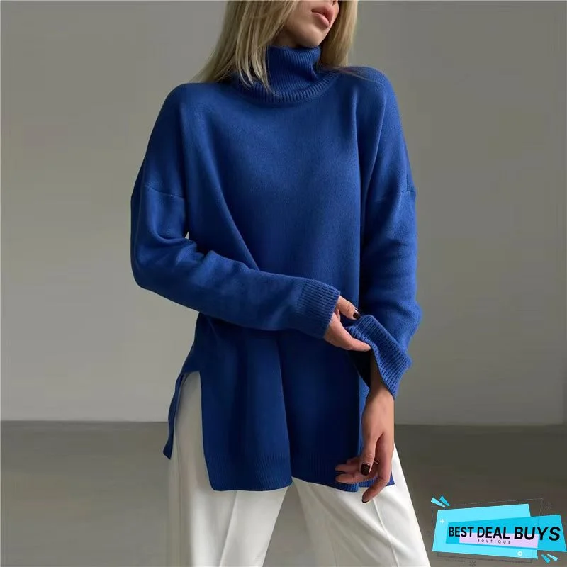 Women Casual Tops Tunic Turtleneck Sweater