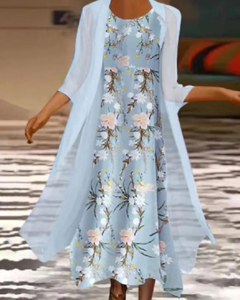 Women's Floral Print Mesh Dress