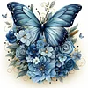 Butterfly With Blue Flowers - 11CT Stamped Cross Stitch - 45*45cm