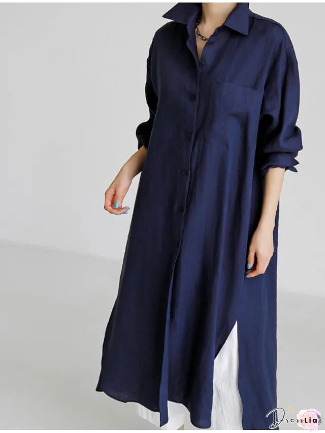 Cotton and linen long skirt A-line maxi dress
