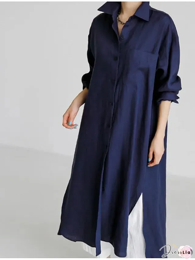 Cotton and linen long skirt A-line maxi dress