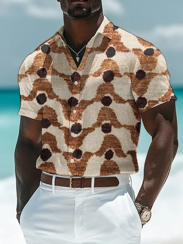 Men's Figure Abstract Geometric Art Print Casual Shirt