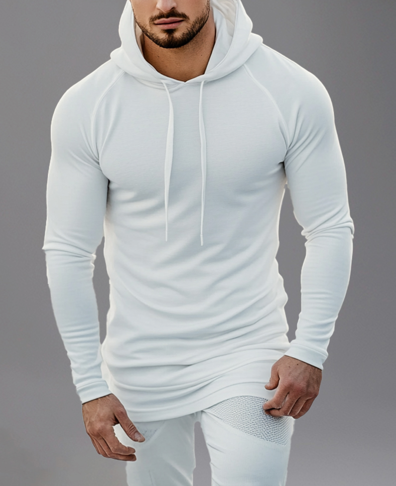 Casual Solid Color Long Sleeve Drawstring Hoodie