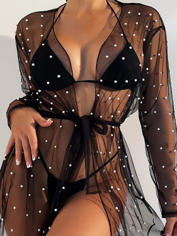 Mature Women Vacation Sun Protection Bikini Top Swimsuit Beach Cover-up