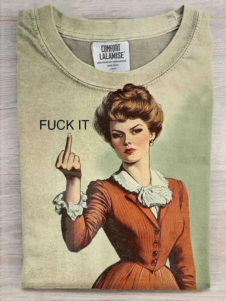 Eagerlys  Vintage Funny Fuck It Art Print T-shirt Eagerlys