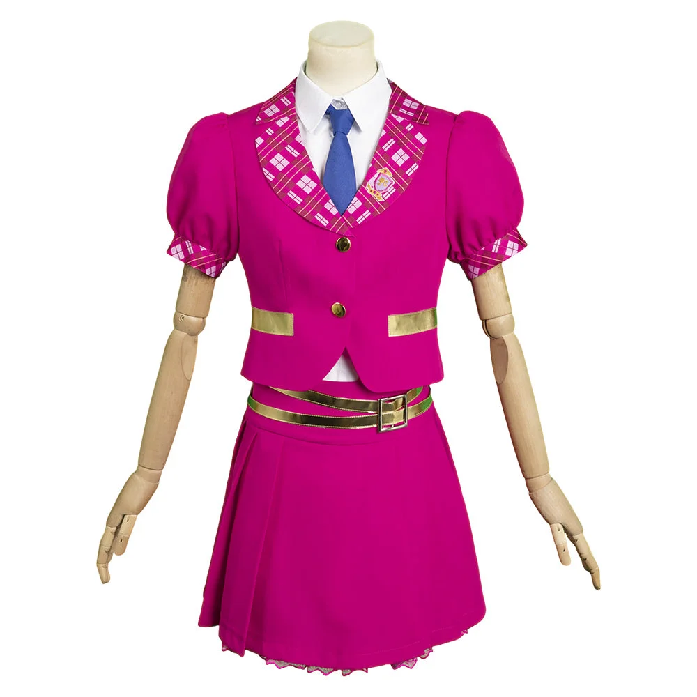 Movie Barbie:Princess Charm School Blair Willows Pink School Uniform Set Outfits Cosplay Costume Halloween Carnival Suit
