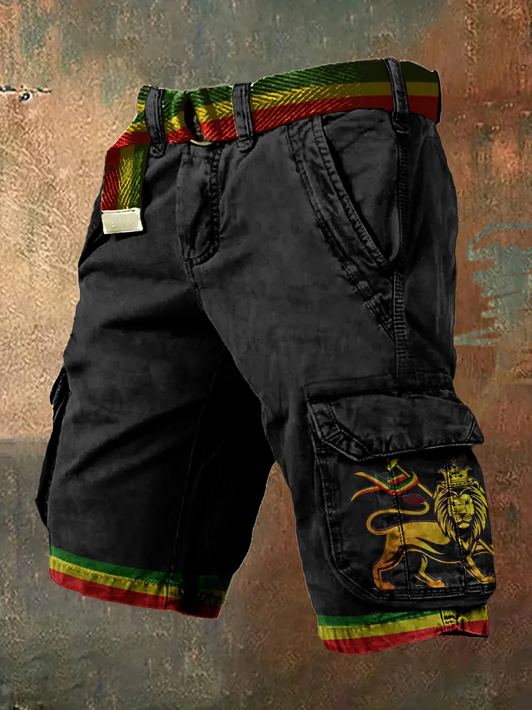 Vintage Reggae Lion Of Glory Art Print Men's Cargo Shorts