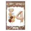 Retro Cream Caramel Cartoon Bunny Bear 0 - 9 Numbers Latex Aluminum Film Balloons Flags Package Kids Birthday Party Decors