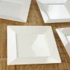 10 Pack | 8" Glossy Ivory Square Plastic Dessert Appetizer Plates With Wide Rim