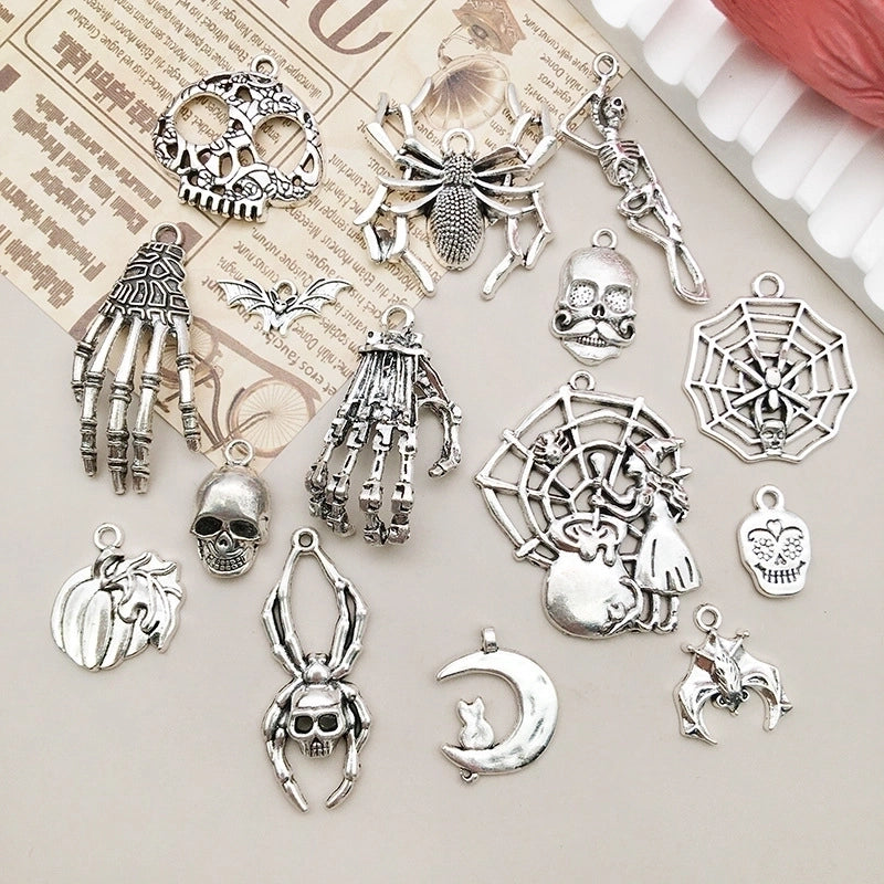 1 Piece Alloy Moon Spider Web Skull Pendant Jewelry Accessories