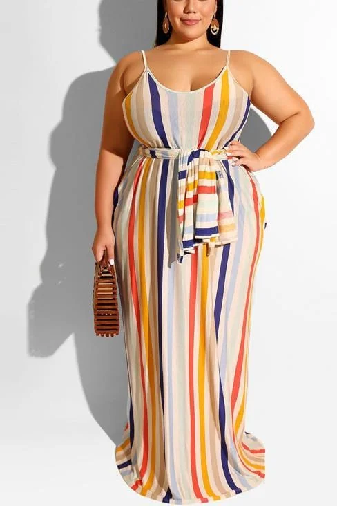 Curvy Stripe Maxi Dress