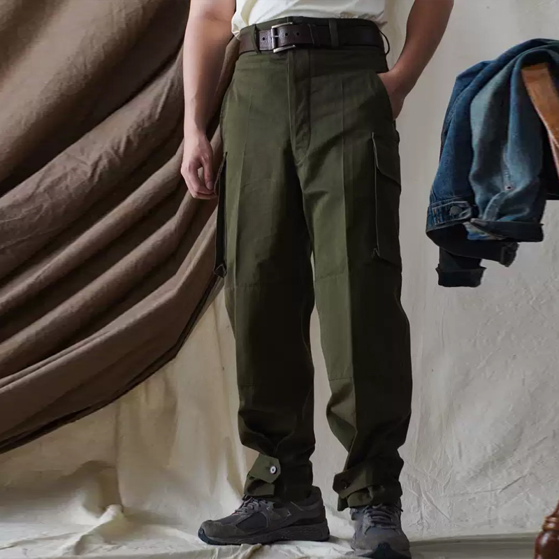 Men's M-47 French Army Multi-Pocket Herringbone HBT Cargo Pants