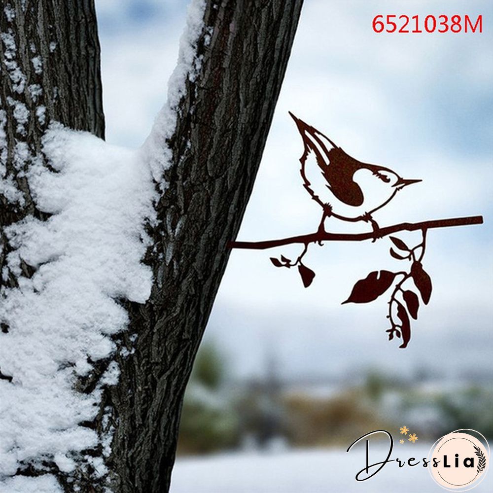 Tree Metal Art Yard Garden Outdoor Branch Gnomes Decoration Sign Rustic Hanging