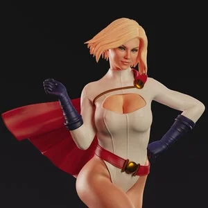 Pornhint 3D Printed Power Girl Statue Unpainted Collectible Miniature PinUp Figure, Unique NSFW Gift Idea NSFW