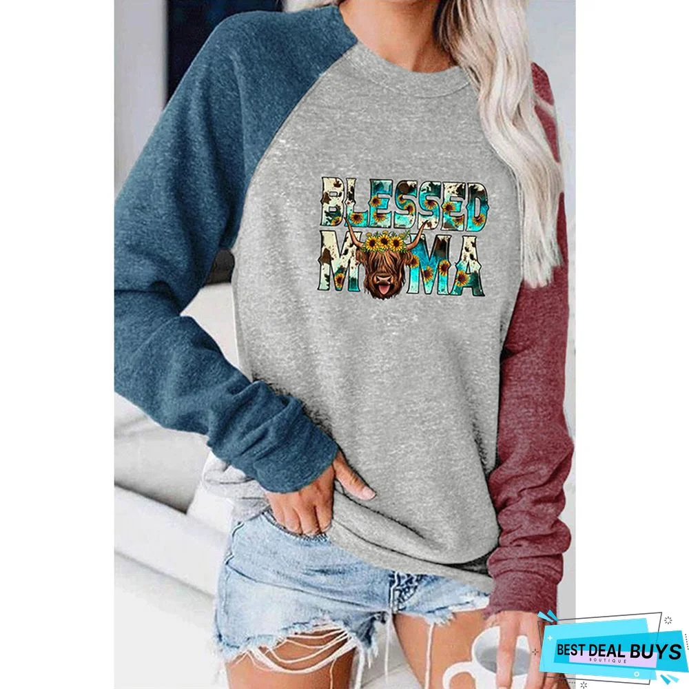 Casual Long Sleeve Printed TopTunic T-Shirt