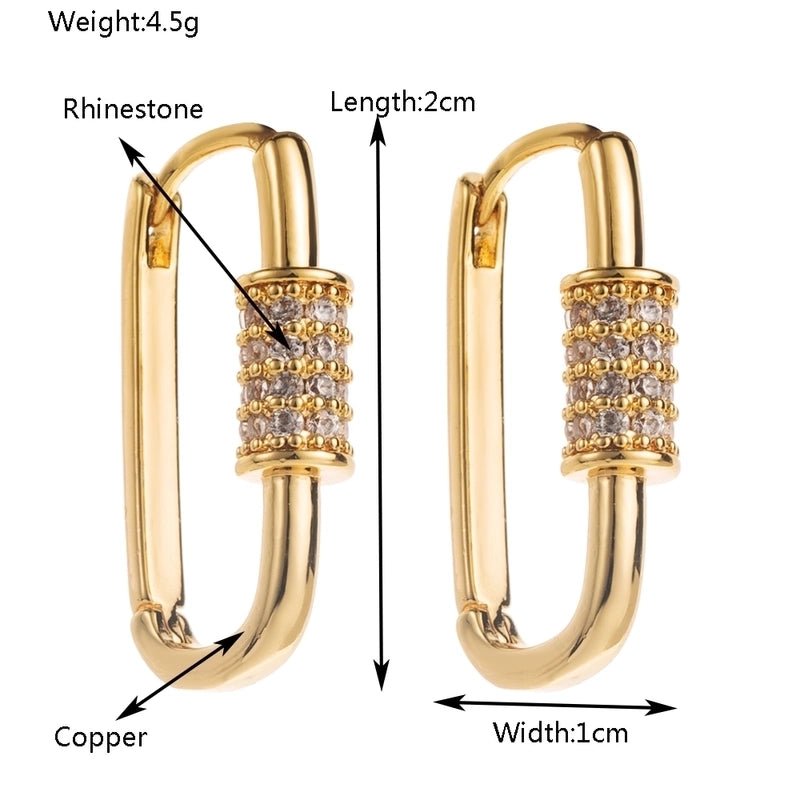 1 Pair Casual Elegant Classic Style Geometric Inlay Copper Rhinestones Earrings