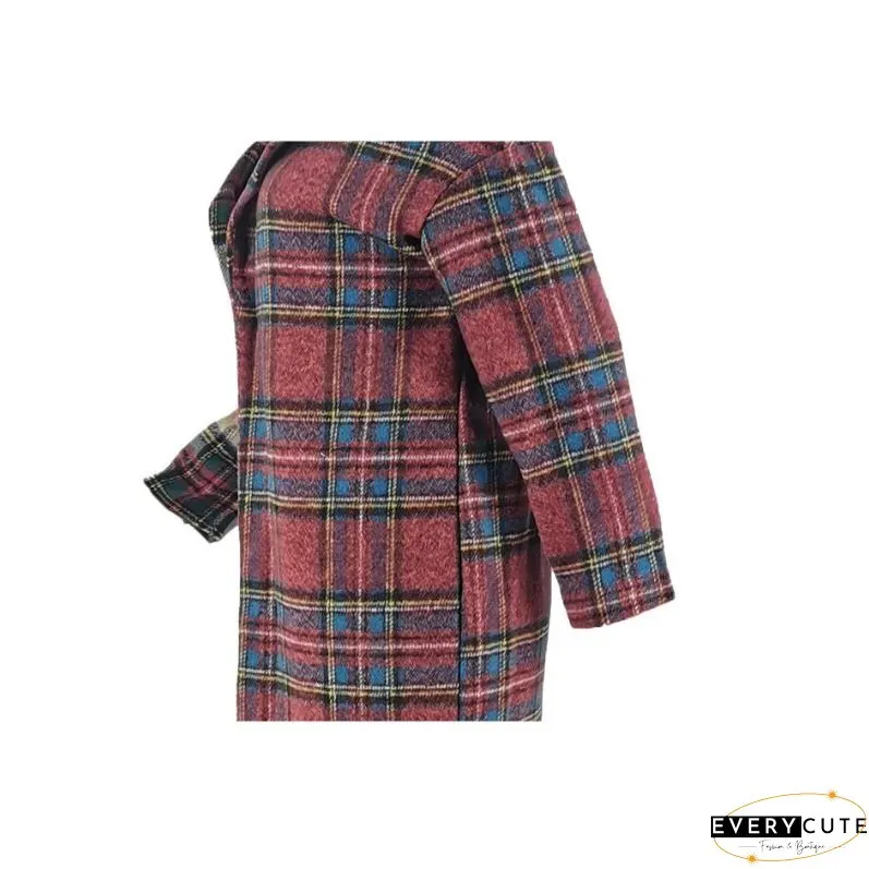 Plaid Patchwork Woolen Coat