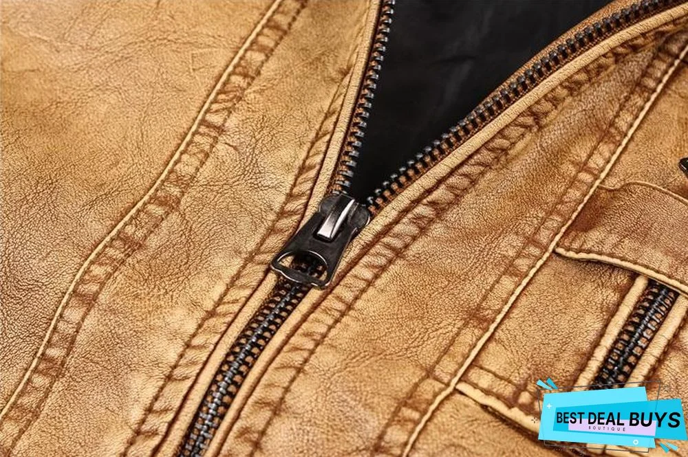 Men's Pu Jacket Leather Coat Slim Fit Faux Leather Motorcycle Jackets Coats