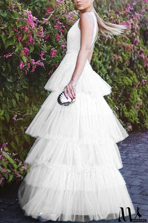 MidiSono - Layer Deep V Neck Maxi Dress