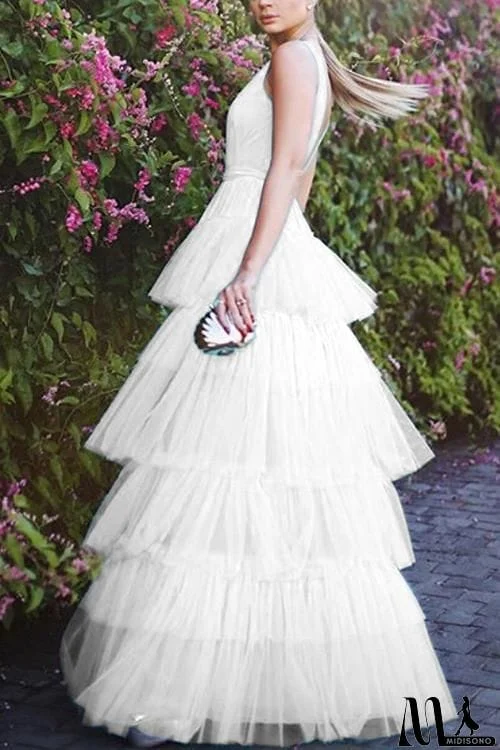 MidiSono - Layer Deep V Neck Maxi Dress