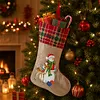 DIY Diamond Painting Christmas Stockings Hanging Ornaments Large Capacity Xmas Socks Pendant Wear Resist Candy Gift Storage Bags for Family Christmas Holiday Party Decoration (Snowman)