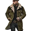 Men's Winter Jacket Fleece Jacket Casual Jacket Vacation Daily Thermal Warm Pocket Fleece Fall Winter Color Block Fashion Streetwear Lapel Long Brown Army Green Dark Blue Grey Jacket