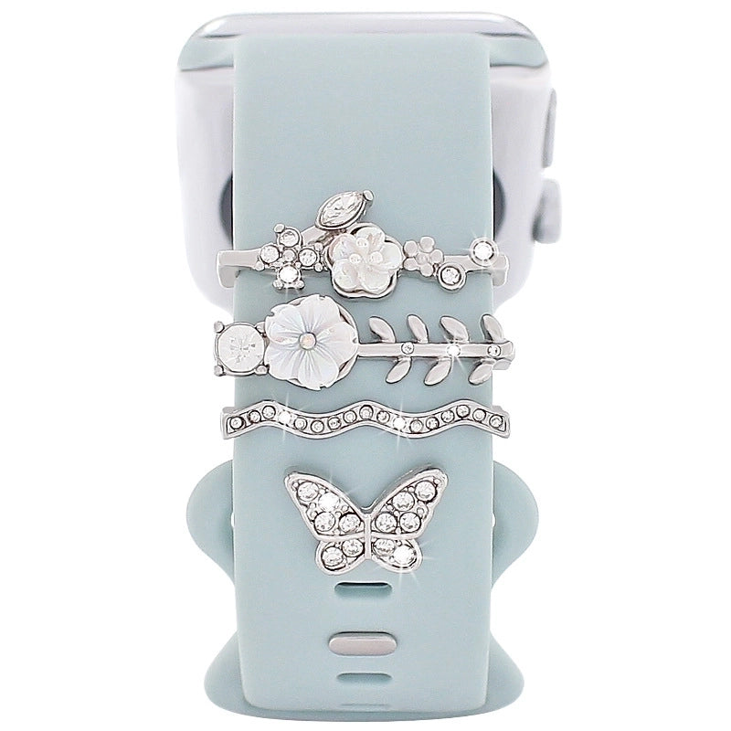 Minimalist Flower Butterfly Metal Watch Strap