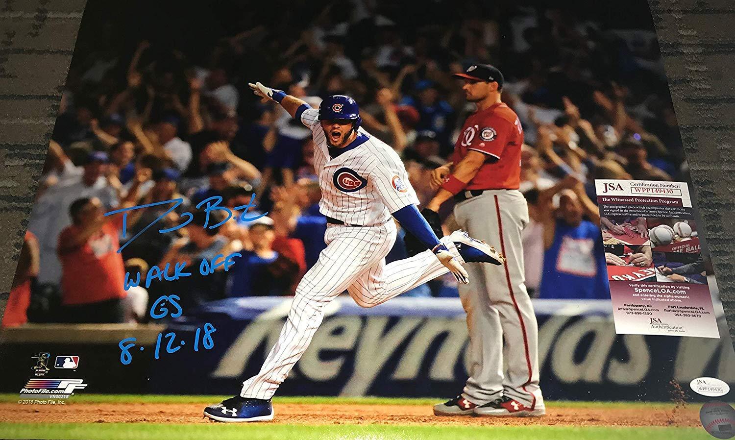 David Bote Chicago Cubs Signed 16x20 Photo Poster painting JSA COA WALKOFF GRAND SLAM 8.12.18 A