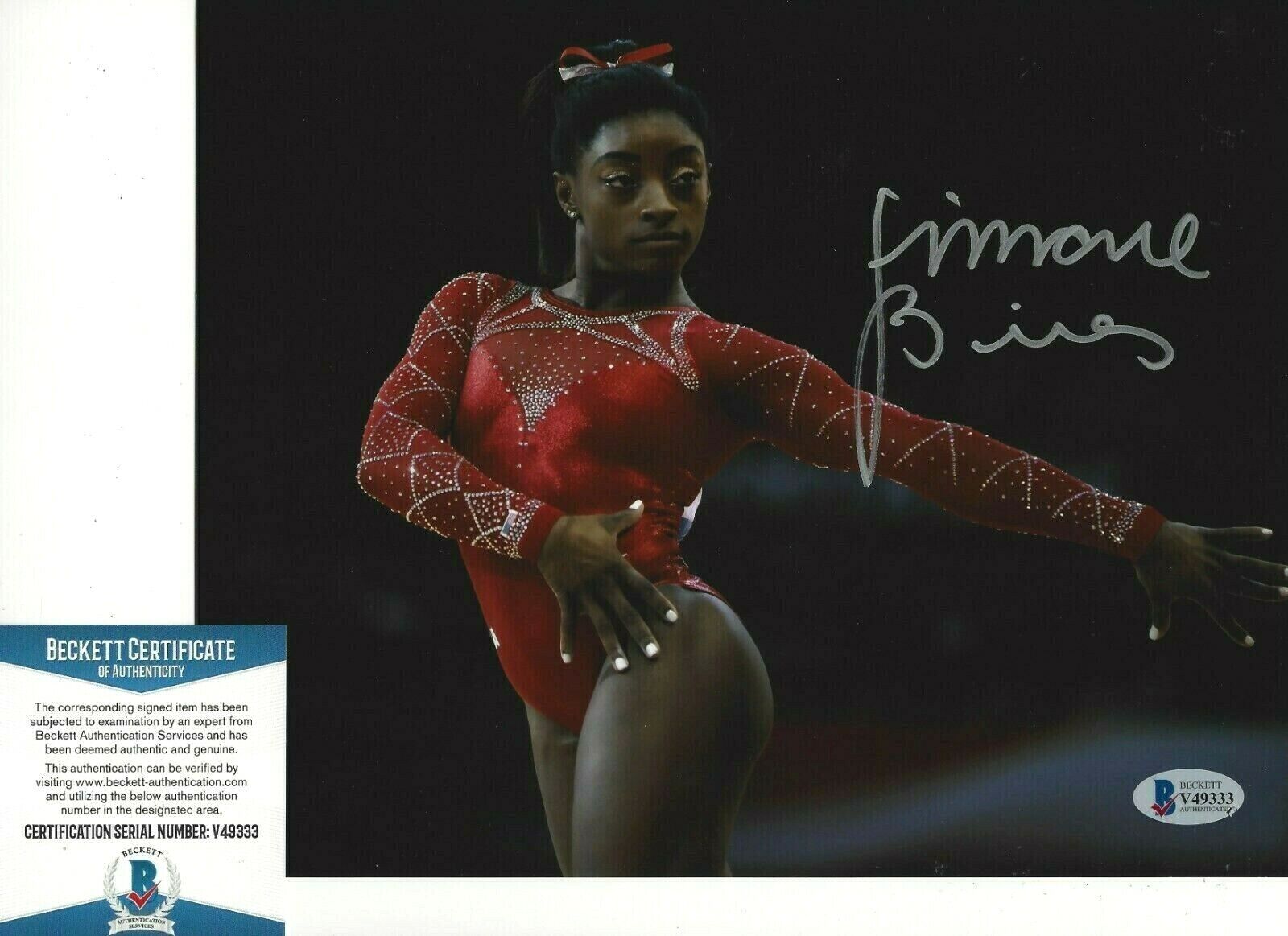 SIMONE BILES OLYMPIC GOLD MEDAL GYMNAST SIGNED 8x10 Photo Poster painting 3 BECKETT COA 2016 BAS