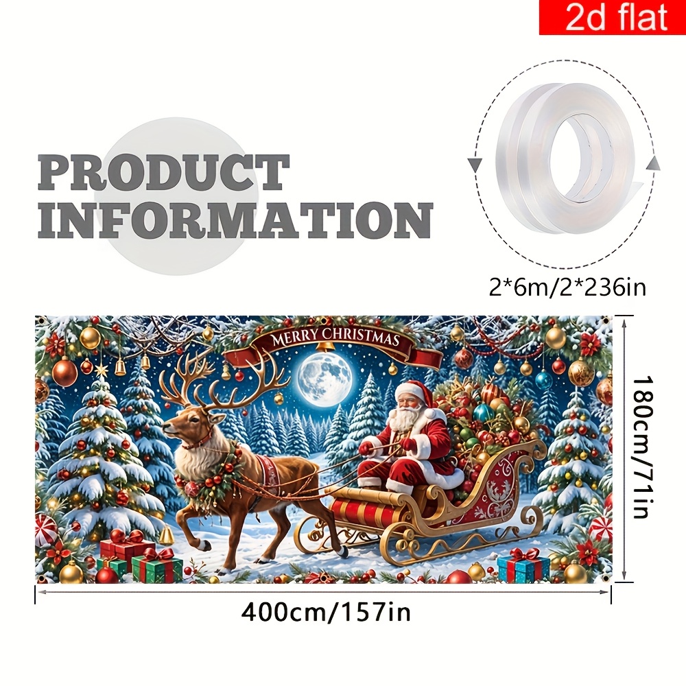 Tegooe Giant Christmas Garage Door Mural Banner - Santa Claus