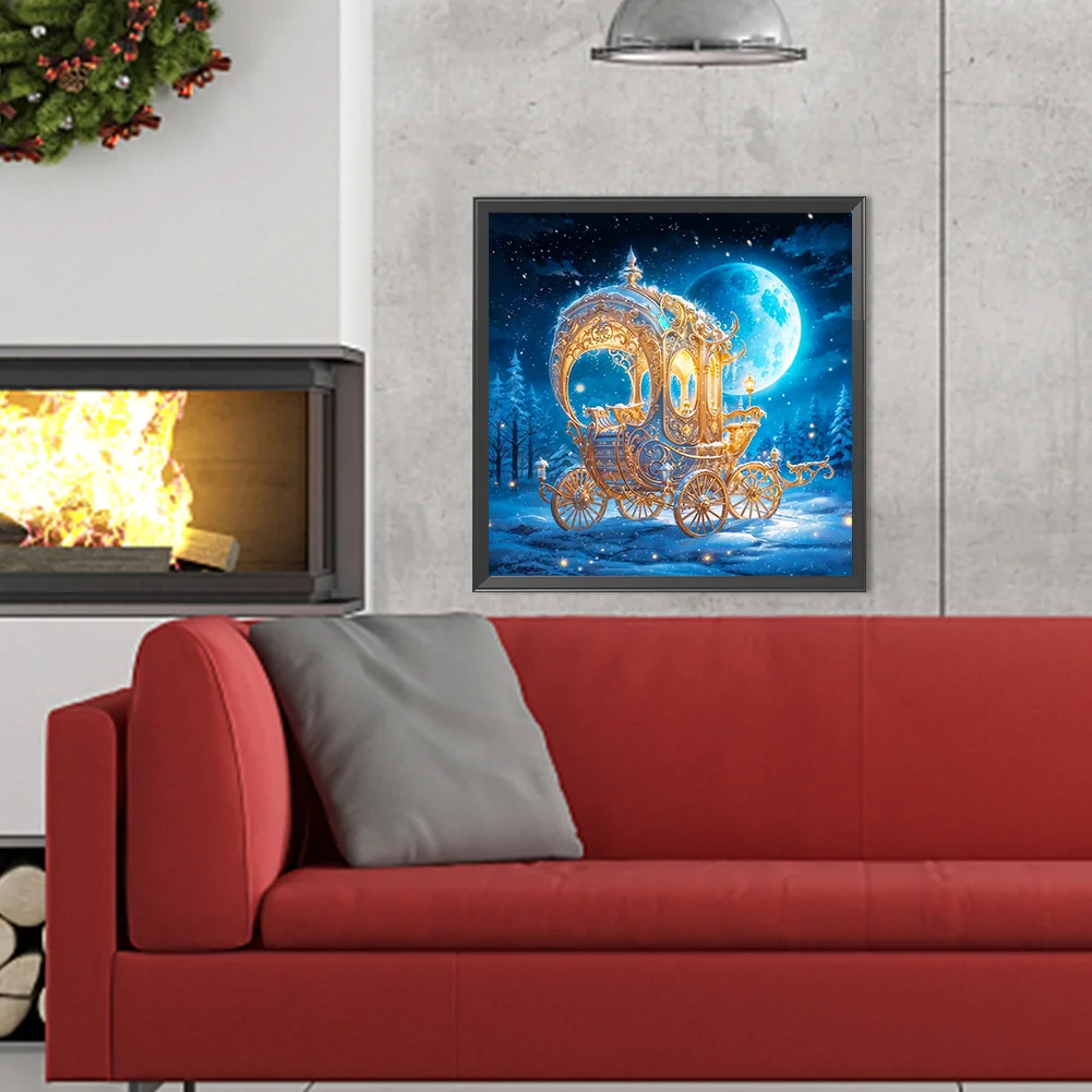 Full Round Diamond Painting 40*40cm - Pumpkin Carriage Under The Quiet Moon