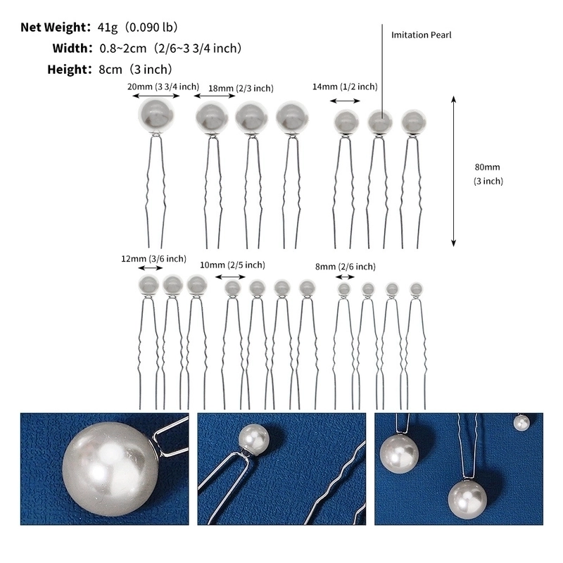 18 Hairpin Set Size Mix And Match Pearl U-shaped Pin Jewelry Daily Ball Head Hairpin