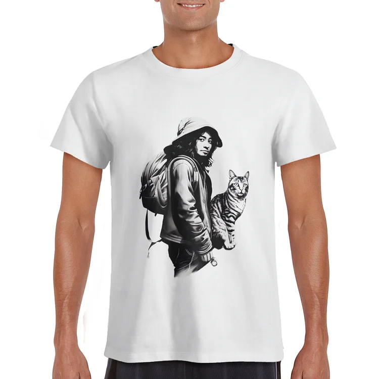 Ink Painting Cat Men's Shirt