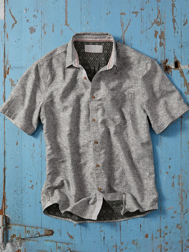 Men's Casual Retro Cotton Short Sleeved Shirt