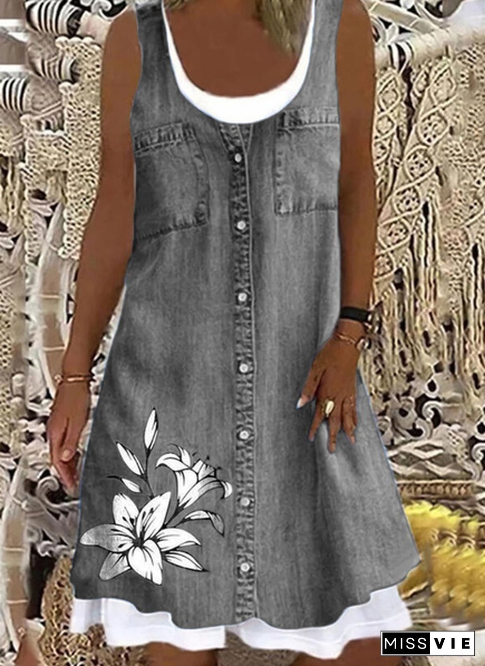 New Fashion Flower Womens Dress Summer Plus Size Comfortable XS-5XL