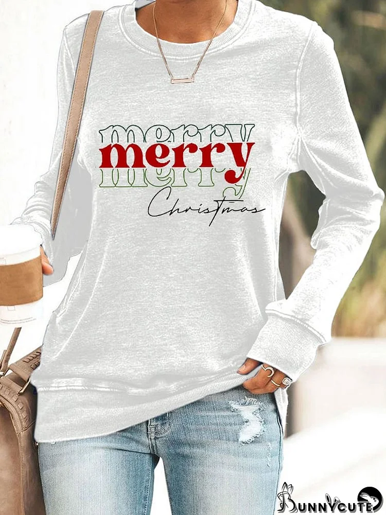 Women's Merry Christmas Printed Sweatshirt