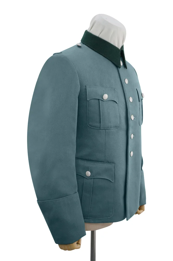   Polizei German General Officer Gabardine Service Tunic Jacket With Deep Green Collar 5 Buttons German-Uniform