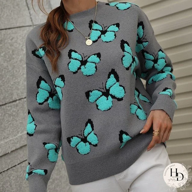 Butterfly Pattern Casual Sweater