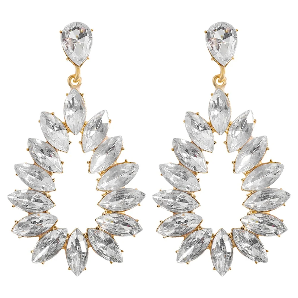 Dvacaman New Shiny Rhinestone Earrings Tassel Drop Earrings For Women Luxury Jewelry Long Dangle Earrings 2022 Party Accessories