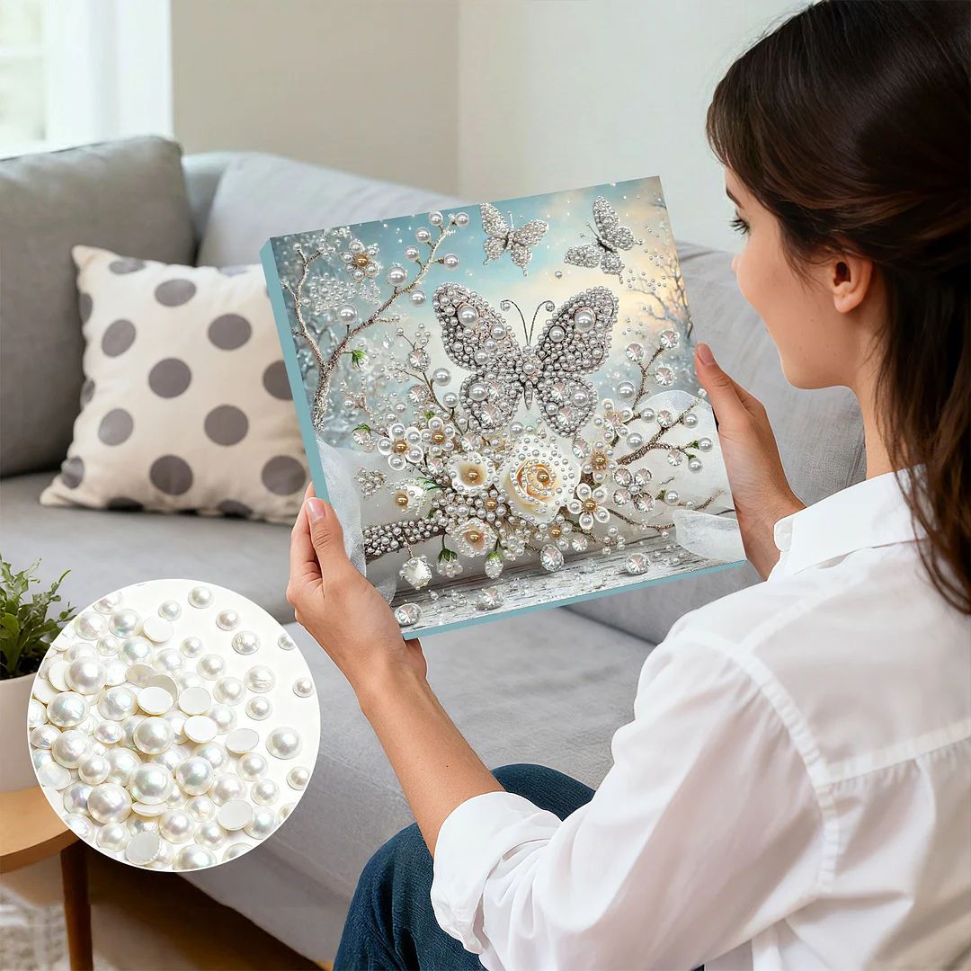 Pearl Butterfly Garden DIY Pearl Art Diamond Painting 30x30cm for Home Decor