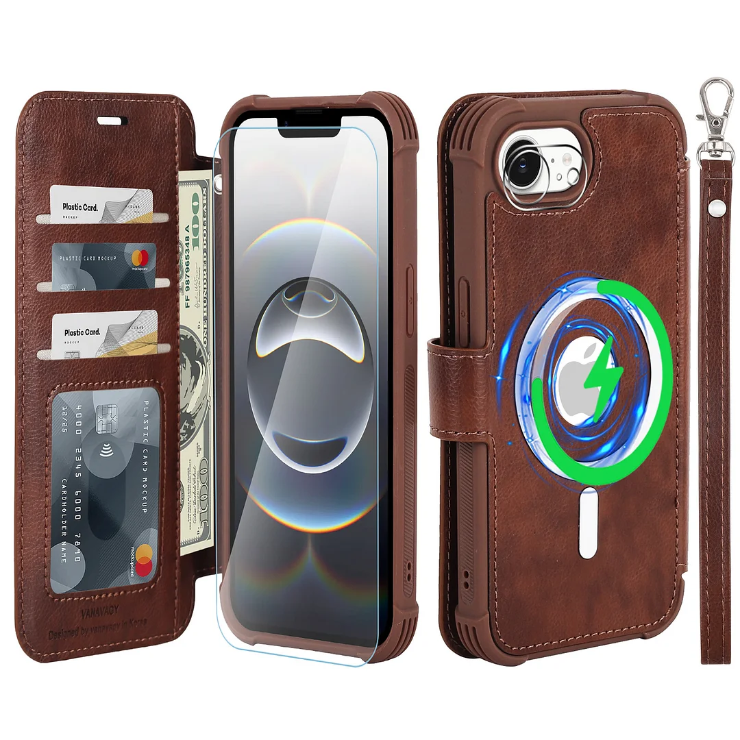 VANAVAGY Compatible for iPhone 16e Wallet Case for Magsafe Wireless Charging