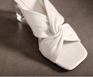 2022 Summer Square Toe Women Slippers Fashion Thin High Heel Ladies Mules Elegant Female Outside Slides Sandal Shoes