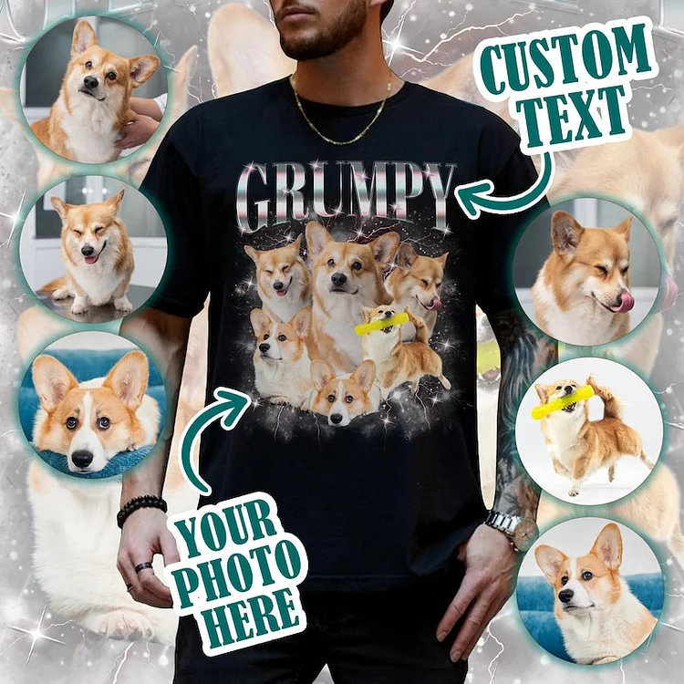 Custom Dog Bootleg Shirt, Personalize Dog Bootleg Retro 90's Tee Crewneck Hoodie 