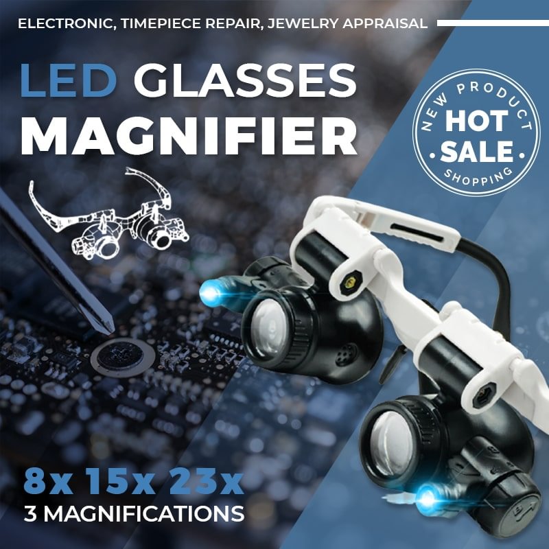 （50% OFF）LED Glasses Magnifier 8x 15x 23x