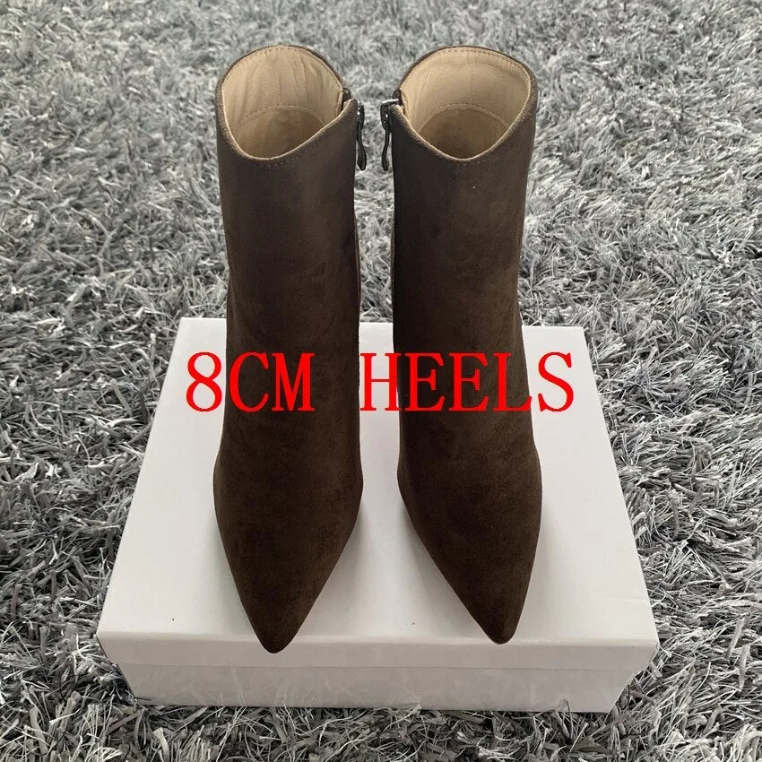 Brand Fashion Women Ankle Boots Zip Pointed Toe Footwear 10CM High Heels Female Boots Party Shoes Women 2020 New Winter