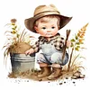 Mid-year Promotion 4Pcs/set Diamond Painting-DIY Full Round Drill Farm Cowboy Kid (30*30cm)