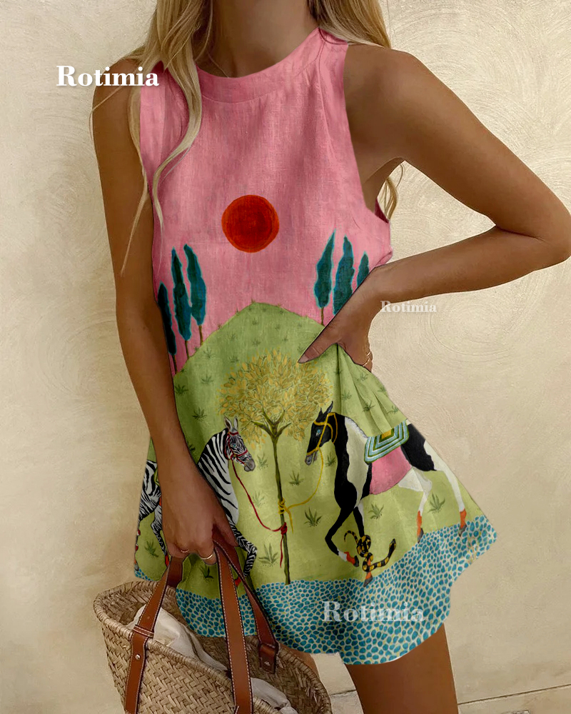 Stylish Horse Print Mini Dress