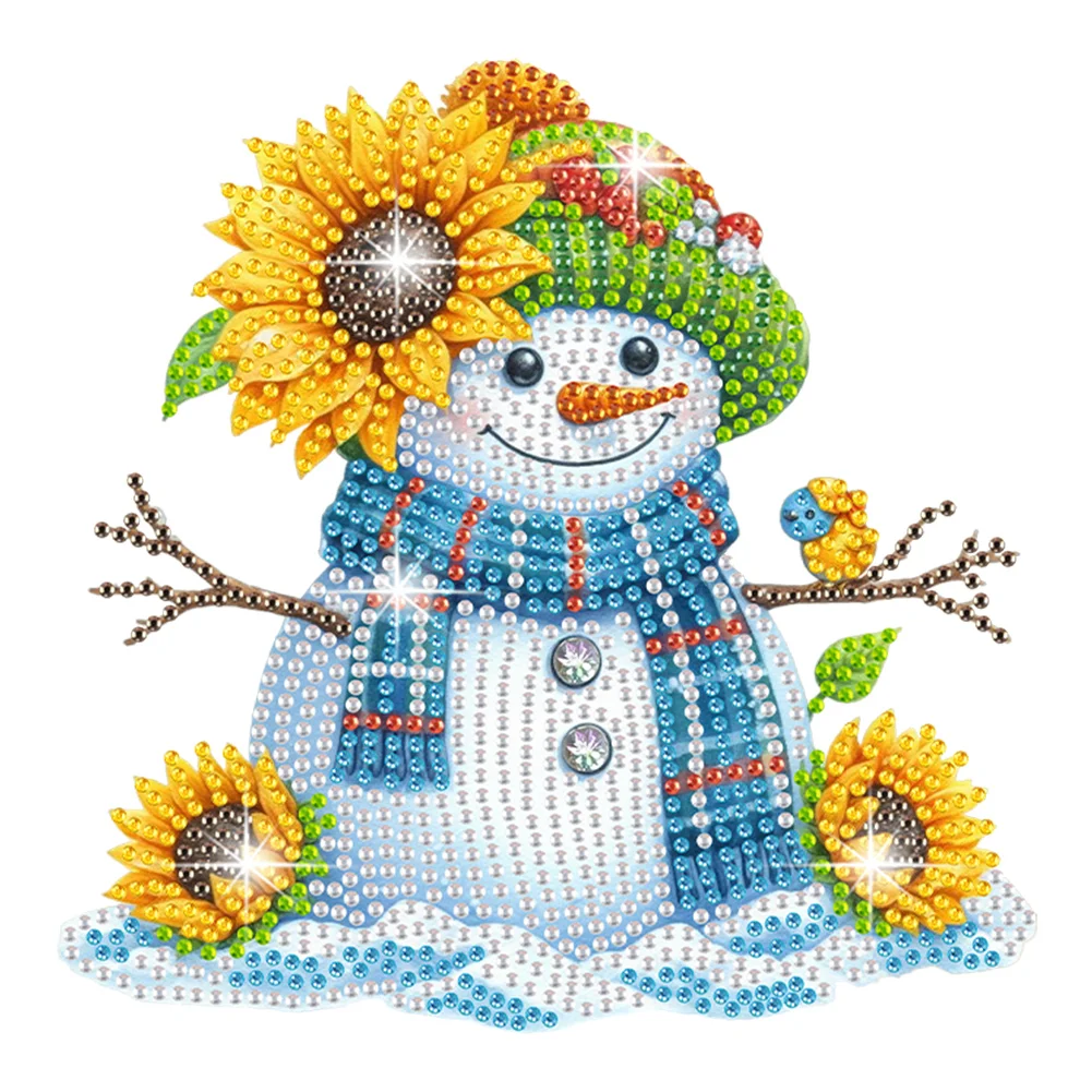 DIY Sunflower Snowman Acrylic Shaking Head Diamond Painting Desktop Ornaments for Home