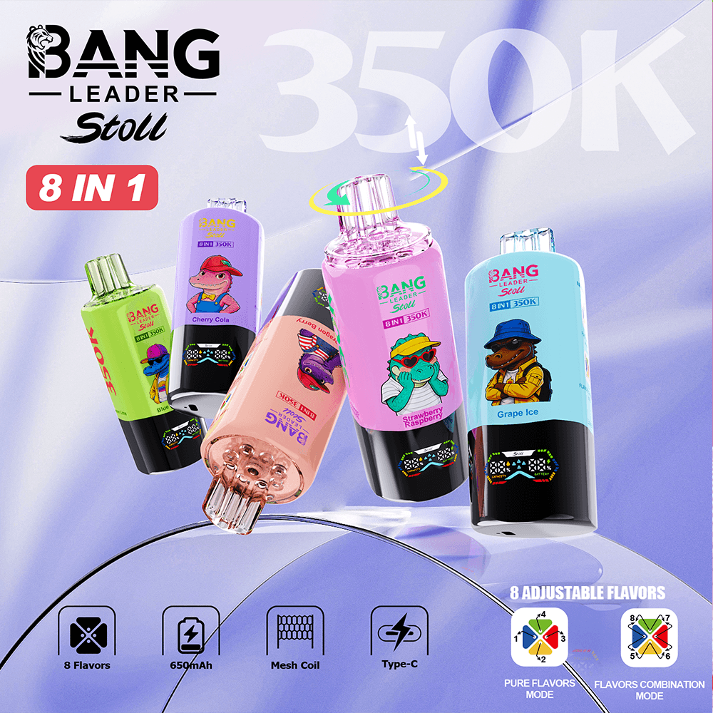 【New Arrive】Bang Leader Stoll 350K Disposable Vape &ndash; 350,000 Puffs 4-in-1 Flavor Chamber Blended 8 Flavor Experience Rechargeable Vape  fumotvapeshop