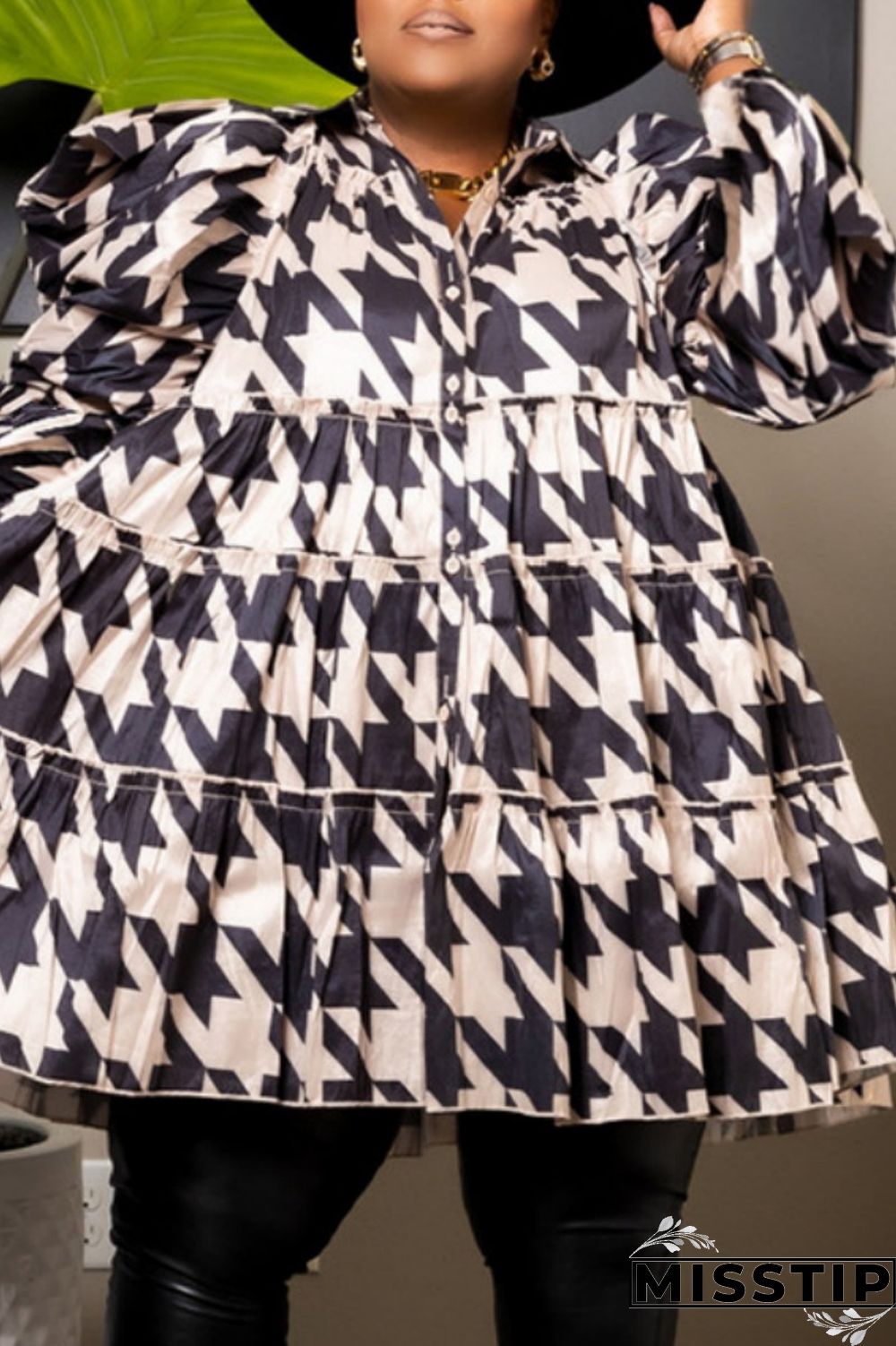 Orange Green Casual Print Patchwork Shirt Collar Shirt Dress Plus Size Dresses